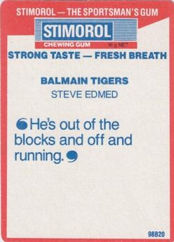 1990 Stimorol NRL #13 Steve Edmed Back